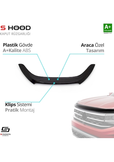 S-dizayn Ssangyong Korando Abs Plastik Kaput Rüzgarlığı 2011-2018 A+kalite
