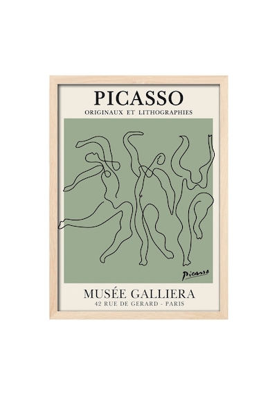 Pablo Picasso Doğal Ahşap Çerçeveli Poster, Dekoratif Sanatsal Duvar Tablosu