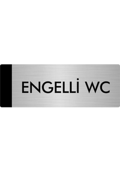 Metal Yönlendirme Levhası, Departman Kapı Isimliği Engelli Wc 7x20 Cm Gümüş Renk