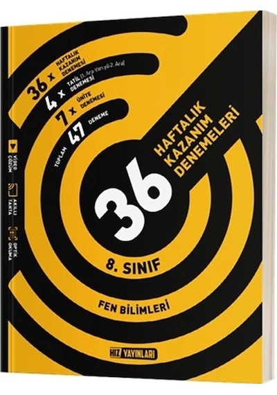 8. Sınıf Fen Bilimleri 36 Haftalık Kazanım Denemeleri -  Hız Yayınları