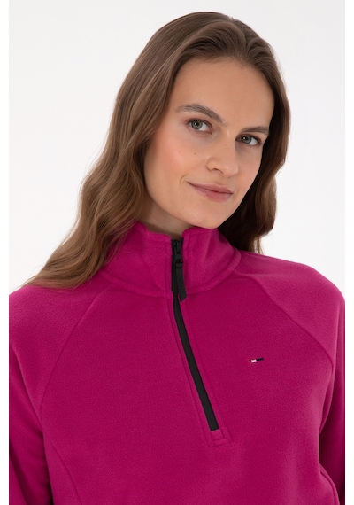 U.S. Polo Assn. Kadın Fuşya Fermuarlı Dik Yaka Polar Sweatshirt 50316714-VR023