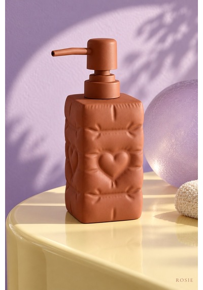 Rosıe Kiremit Renk Kalp Dokulu Kare Seramik Sıvı Sabunluk 350 Ml Karışık
