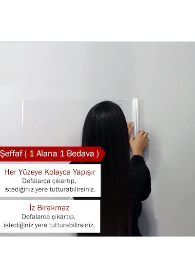 120 X 200 Cm, 2 Adet Şeffaf Akıllı Kağıt, Yaz Sil Özellikli Sihirli Yazı Tahtası Genel