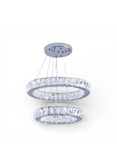 Kristal 2 Katlı Uzaktan Kumandalı 40-50 Cm Avize Krom