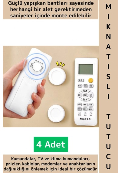 Kendinden Yapışkanlı Ev Ofis Kumanda Telefon Model Küçük Eşya Çok Amaçlı Mıknatıslı Tutucu 4 Adet