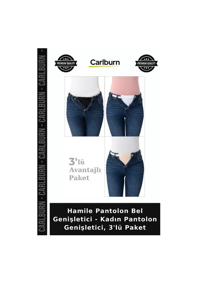 Carlburn Hamile Pantolon Bel Genişletici - Kadın Pantolon Genişletici, 3'lü Paket Giyim Desteği Anne Giysisi 3 Renk