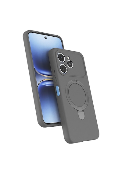Mobilefix Tecno Spark 40 Kılıf M-safe Şarj Özellikli Standlı Zore Samara Kapak - Titanyum-gri Titanyum - Gri
