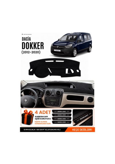 Dacia Dokker 2012-2020 Uyumlu Torpido Koruma, Torpido Örtüsü, Torpido Kılıfı - Siyah Gri