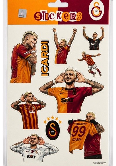 Lisanslı Galatasaray 3'lü Sticker Seti "mauro Icardi,victor Osimhen Ve Fark Var" Altın