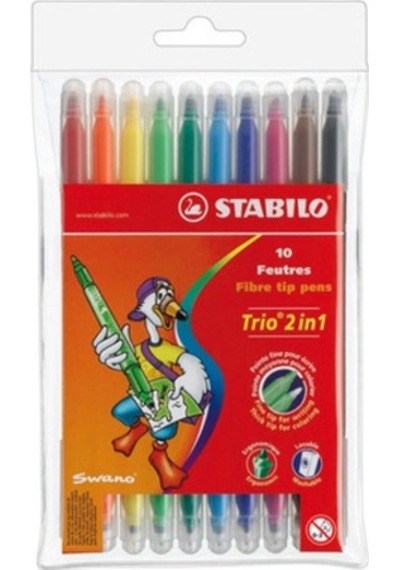 Stabilo Trio 2 İn 1 Keçeli Boya 10 Renk