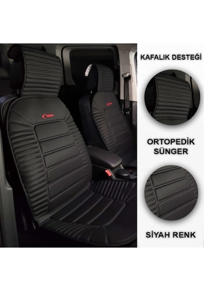 Volkswagen Crafter İle Uyumlu Lüks Oto Koltuk Minderi Ortopedik 2 Li Set Siyah