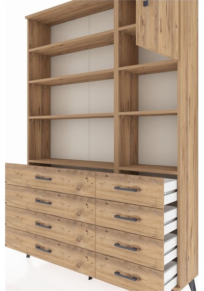 Arges Dolap 8 Raflı 8 Çekmeceli Tek Kapaklı 132x30x195 Çam-çam/çam Atlas Çam/atlas Çam Arges Dolap 8 Raflı 8 Çekmeceli Tek Kapaklı 132x30x195 Çam-çam/çam Atlas Çam/atlas Çam