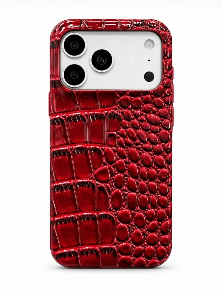 Apple iPhone Uyumlu Kabarık Parlak Deri Kılıf Bordo