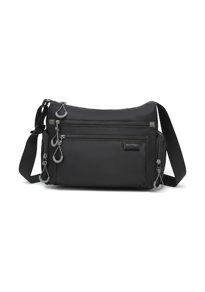 Smart Bags Siyah Orta Boy Çok Cepli Su Geçirmez Ultra Hafif Kumaş Kadın Çapraz Çanta
