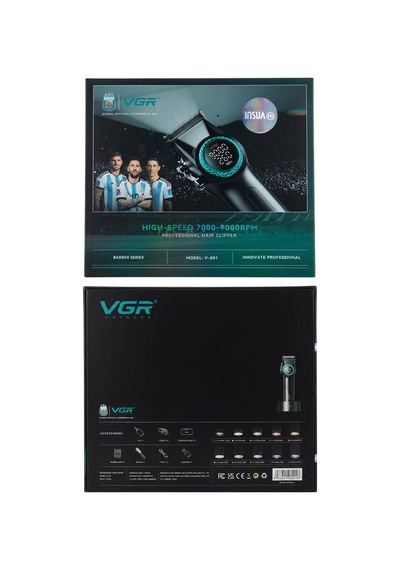 V-001 - Profesyonel Saç & Sakal Kesme Makinesi, 9000 Rpm Yüksek Hız, Dijital Led Ekran - Siyah