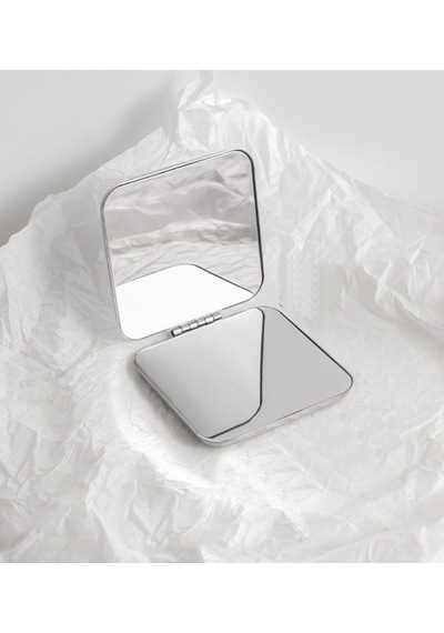 Kare Mini Metal Ayna - Taşınabilir Cep Aynası Gümüş-gri