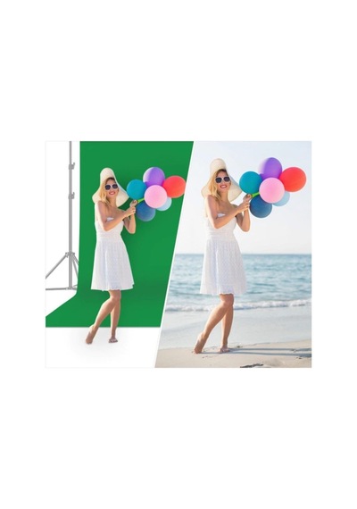 Lens Chromakey - Green Screen - Greenbox Yeşil Fon Perde 2x2 M + Fon Standı Yeşil