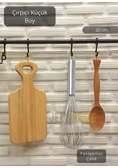 Çelik Çırpıcı Küçük Boy Yumurta Çırpıcı Kek Çırpıcı Çorba Çırpıcısı 20 Cm Metalik Gri