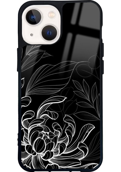 Apple Uyumlu iPhone 13 Mini Ay Işığı Yaprakları Tasarımlı Glossy Telefon Kılıfı Çok Renkli