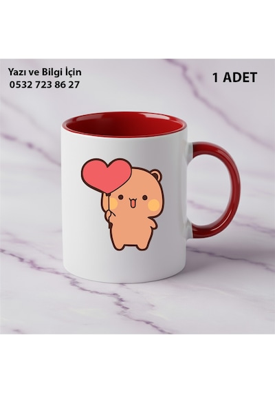 Bubu Dudu Tasarımlı Teklisevgililer Ve Eşlere İsim,yazı Yazılabilir Renkli Kupa Bardak1.kalitebaskı Kırmızı