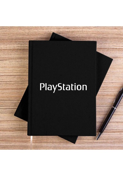 Playstation Text Siyah Çizgisiz Kanvas Defter