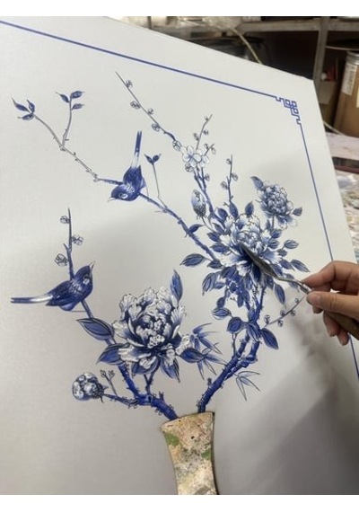 The Mia Tbl0093 Blue Blanc Tablo 64x90x4 Cm