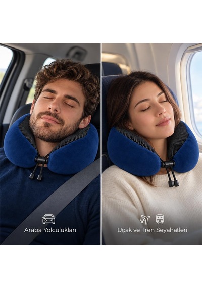 Tr Seyahat Boyun Yastığı - Hafızalı Köpük, 360 Destekli, Ortopedik Seyahat Yastığı - Ayarlanabilir Çene Des