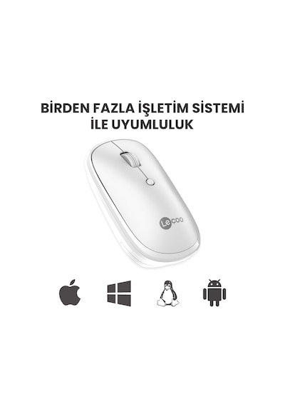 Lecoo WS209 Kablosuz 6 Tuşlu 1600DPI Çift Modlu Şarj Edilebilir Optik Mouse