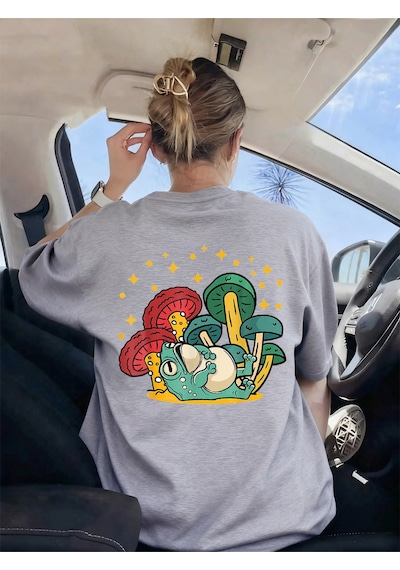 Noıssey Urban Pop Graphic Kadın Tişört Koleksiyonukod 5542 Gri