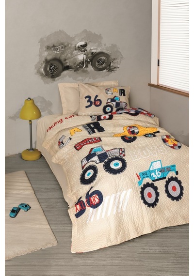 Cotton Box Junior Tek Kişilik Complete Set Cars Bej