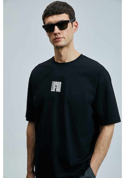 Lufian 111020245 Helıx Modern Grafik T- Shirt Erkek Tişort SIYAH