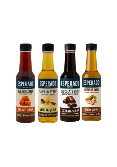 Şekersiz Sugar Free - Vanilya Fındık Karamel Çikolata Aromalı Kahve Şurubu 4 Lü Set 4.x250 Ml Diğer