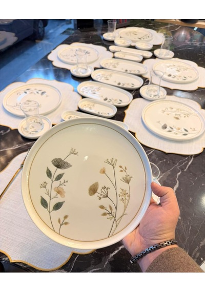 29 Parça Porselen Kahvaltı Takımı Lotus Arte-5342 Beyaz