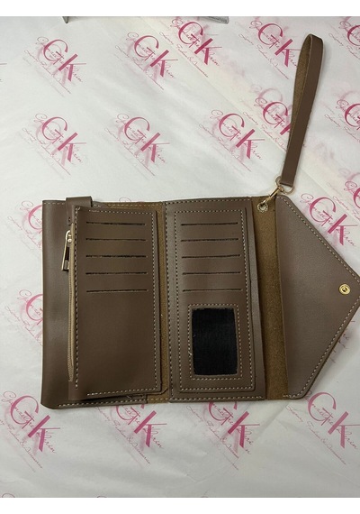 Gk Gamzelirenklerim Luxury Fashıon&accessorıes El Askılı Telefon Ve Para Bölmeli Lux Yumuşak Deri Cüzdan Vızon
