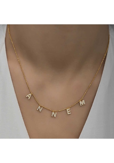 Gümüş Gold Annem Yazılı Kadın Kolye