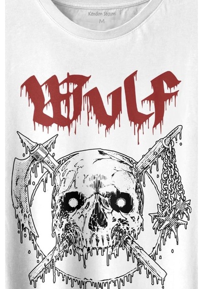 Wulf Metal Rock Band Skull Kuru Kafa Urban Gothic Baskılı Tişört Unisex T-shirt 001