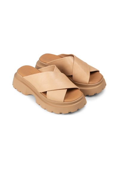 Deery Kadın Hakiki Deri Bej Platform Terlik - L2519zbejp01