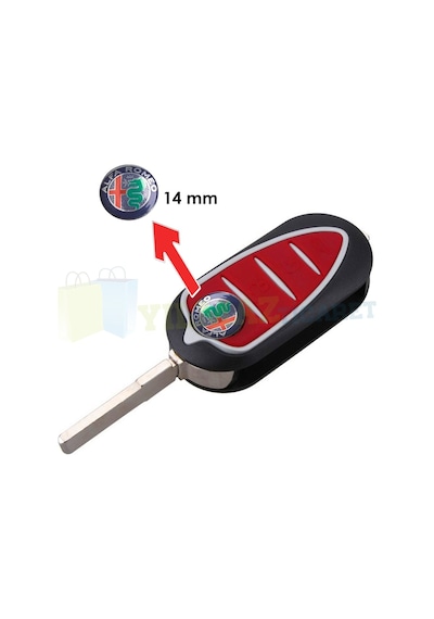 Alfa Romeo Kumanda Anahtarlık Logo Amblem Metal 3M 1 Adet 14 Mm