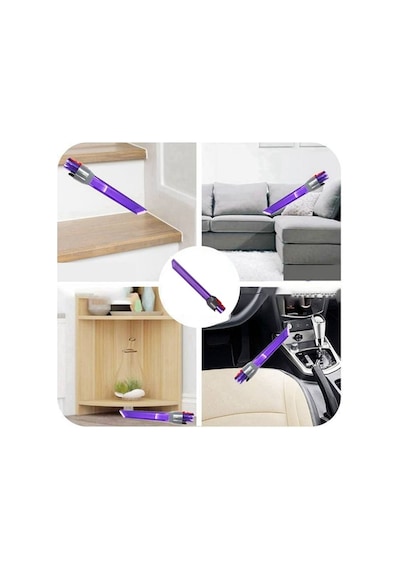Dyson V7 V8 V10 V11 V15 Uyumlu Led Işıklı Mor Dar Uç & Çizmeyen Toz Fırçası 2'li Temizlik Seti