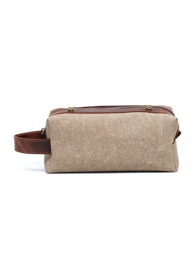 Gillario Design 06 Unisex Suni Kanvas+deri Kum-taba Eskitme Dopp Kit