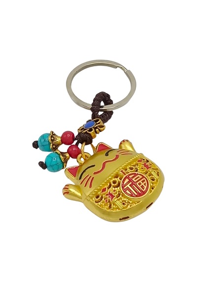 Maneki Neko Pirinç Anahtarlık Sevimli Şişman Feng Shui Şans Noprnc03 Gümüş