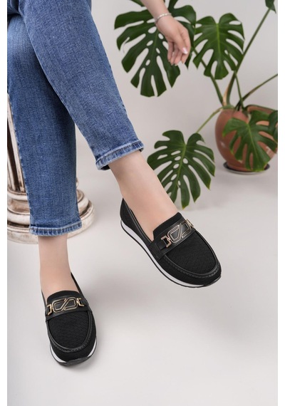 Nesilshoes Nesil Shoes Wiss 0272 Siyah Triko Örgü Kadın Ayakkabı