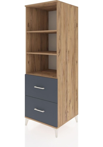 Kronos Dolap 3 Raflı 2 Çekmeceli 60x59x182 Çam-antrasit Çam