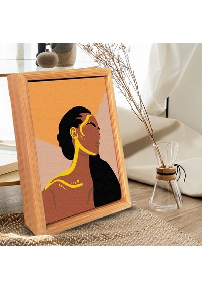 Sayılarla Minimalist Ahşap Çerçeveli Tablo Setleri 21 X 27 Cm Tuval Şasesine Gerili Kadın Portresi