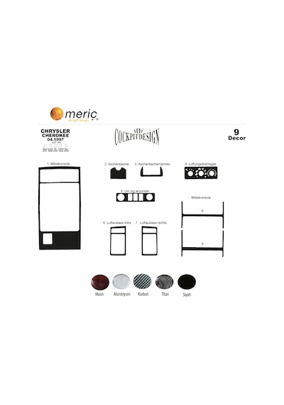 Meriç® Chrysler Cherokee Ön Torpido Kaplama 9 Parça 1997-2004 (530156077)
