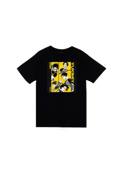 Blue Lock Yukimiya Kenyu Anime Baskılı Unisex %100 Pamuk Siyah T-shirt SIYAH