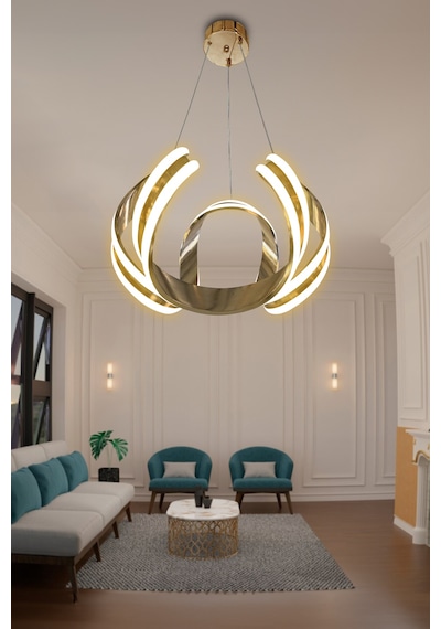 Arya Çift Yönlü Sıralı Led Avize - - Kumandalı / Gold Gold