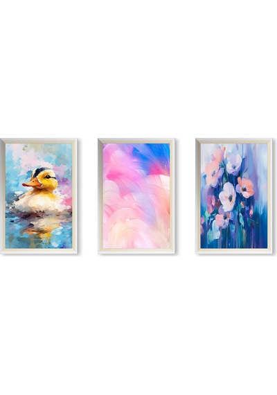 3'lü Ördek Desenli Painting Foreks Tablo