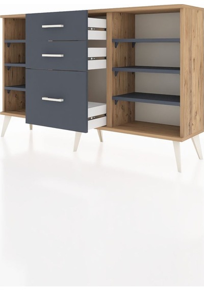 Arges Konsol 6 Raflı 3 Çekmeceli 132x30x83 Çam-antrasit/antrasit Antrasit/antrasit Arges Konsol 6 Raflı 3 Çekmeceli 132x30x83 Çam-antrasit/antrasit Antrasit/antrasit