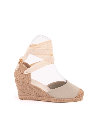 Star Tombis Gerçek Elişi Bej Ipli Dolgu Topuk Keten Espadril Handmade Bej